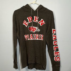 Long Sleeve Charcoal Gray w/ Eden Prairie Eagles logo in front and on sleeve